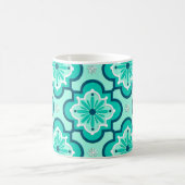 Het Marokkaanse Tile Pattern, Aqua en Turquoise Koffiemok (Center)
