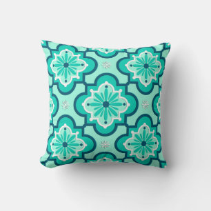 Het Marokkaanse Tile Pattern, Aqua en Turquoise Kussen