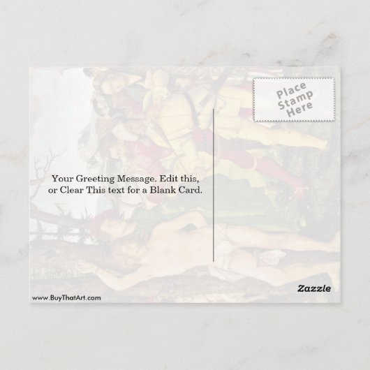 Het martelaarschap van St. Sebastian door Hans Bal Briefkaart (Achterkant)