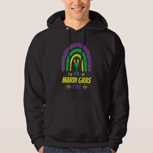 Het Masker van de Mardi Gras Yall Rainbow Mardi Gr Hoodie (Voorkant)