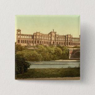 Het Maximillianeum, München, Beieren, Duitsland Vierkante Button 5,1 Cm