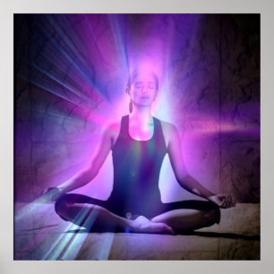 Het mediteren van rustgevende vrouw, zen, poster