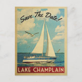 Het meer ChamPlain redt de datum van de zailboot Aankondigingskaart (Voorkant)