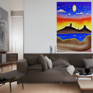 Het meer in de woestijn AI Art Poster