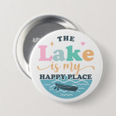 Het meer is mijn gelukkige plek ronde button 7,6 cm (Voorkant /achterkant)