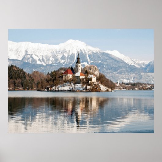 Het meer van Bled in de winter, Slovenië Poster (Voorkant)