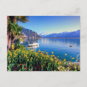 Het meer van Genève in Montreux, Vaud, Zwitserland Briefkaart