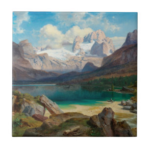 Het meer van Gosau met een Uitzicht van het Dachst Tegeltje