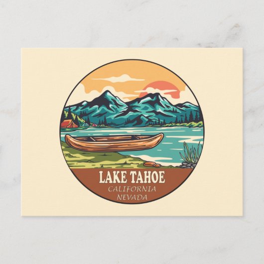Het meer van Tahoe Boating Vissen Emblem Briefkaart (Voorkant)