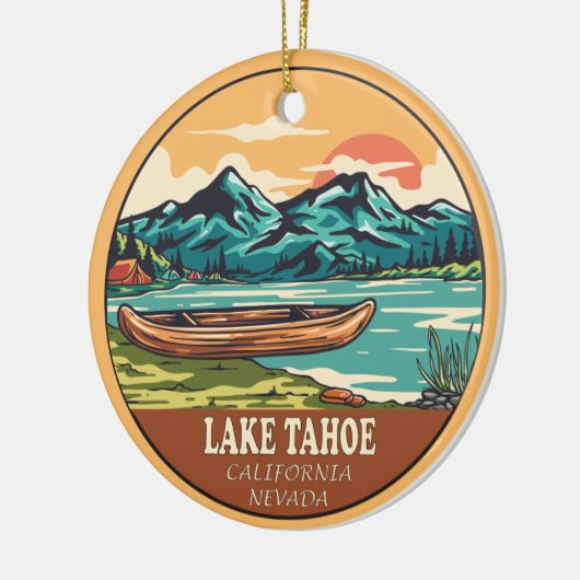 Het meer van Tahoe Boating Vissen Emblem Keramisch Ornament (Links)