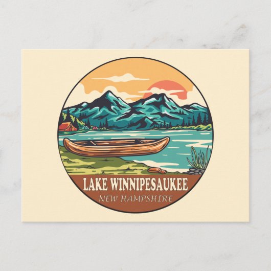 Het Meer van Winnipesaukee Boating Vissen Emblem Briefkaart (Voorkant)