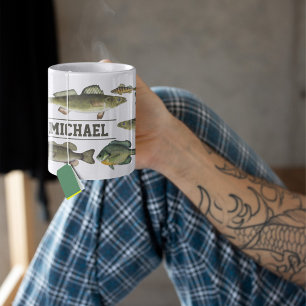 Het meer vis in de noordkust van de visser koffiemok