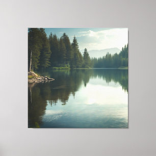 Het meer vredig rustig canvas afdruk