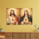 Het meest heilige hart van heilige Jezus en heilig Canvas Afdruk (Insitu (Woonkamer))