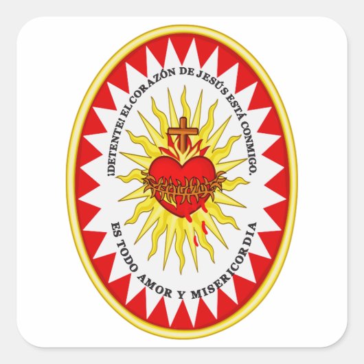 Het meest heilige hart van Jezus Vierkante Sticker (Voorkant)