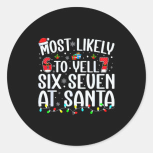 Het meest waarschijnlijk om zes zeven bij de kerst ronde sticker