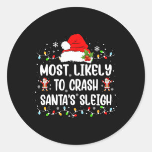 Het meest waarschijnlijke aan de slee van de kerst ronde sticker