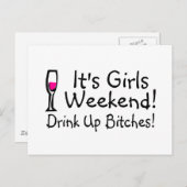 Het Meisenweekend Drink wijn op Briefkaart (Voorkant / Achterkant)