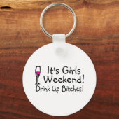 Het Meisenweekend Drink wijn op Sleutelhanger (Voorkant)