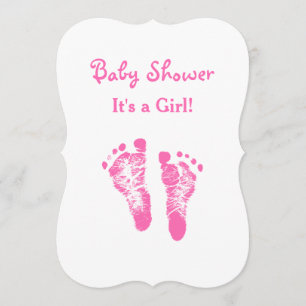 Het meisje Baby shower Cute Pink-voetafdrukken Kaart