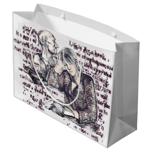 Het meisje dat een boek leest groot cadeauzakje (Achterkant Gekanteld)