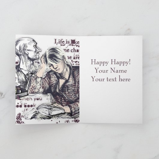 Het meisje dat een boek leest kaart (Binnen)