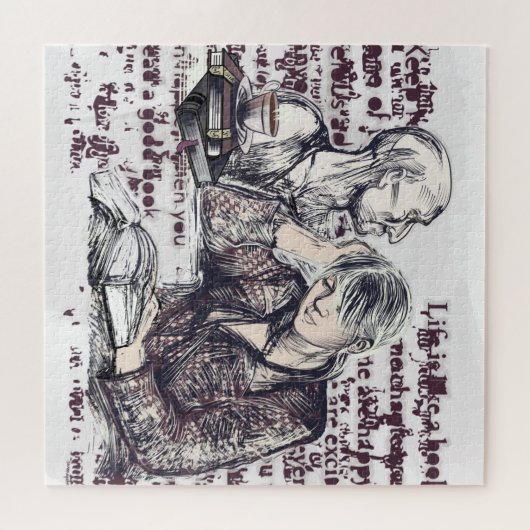 Het meisje dat een boek leest legpuzzel (Horizontaal)