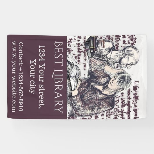 Het meisje dat een boek leest spandoek (Horizontaal)