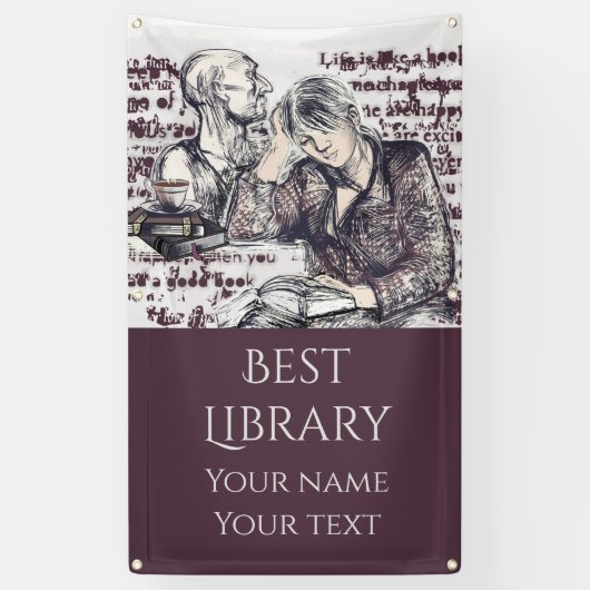 Het meisje dat een boek leest spandoek (Verticaal)