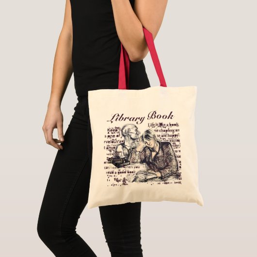 Het meisje dat een canvas tas leest (Voorkant (product))