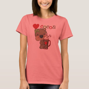 Het meisje draagt de Liefde van de Cacao T-shirt