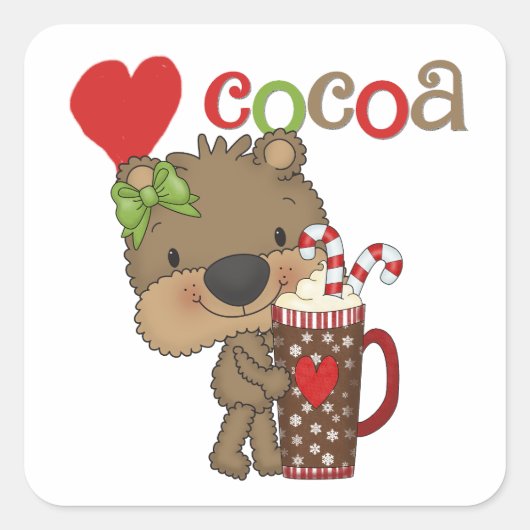 Het meisje draagt de Liefde van de Cacao Vierkante Sticker (Voorkant)