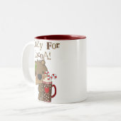 Het meisje draagt Gek voor Cacao Tweekleurige Koffiemok (Voorkant links)