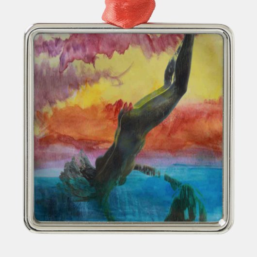 Het meisje en de dolfijn metalen ornament (Voorkant)