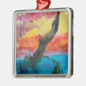 Het meisje en de dolfijn metalen ornament (Links)