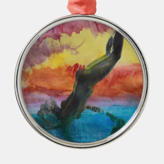 Het meisje en de dolfijn metalen ornament (Voorkant)