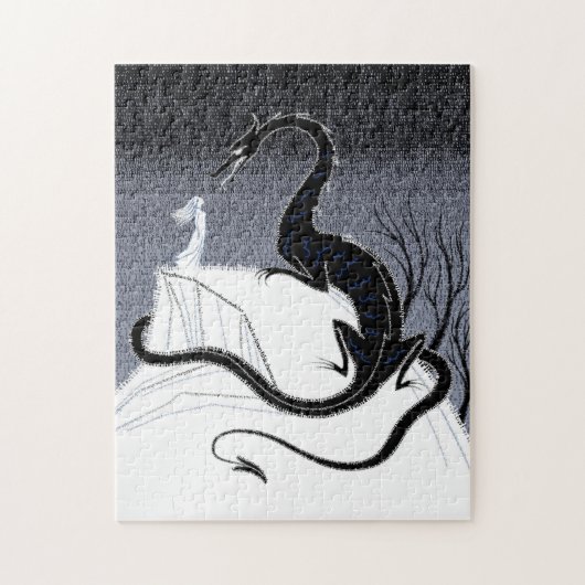 Het meisje en de dragopuzzel legpuzzel (Verticaal)