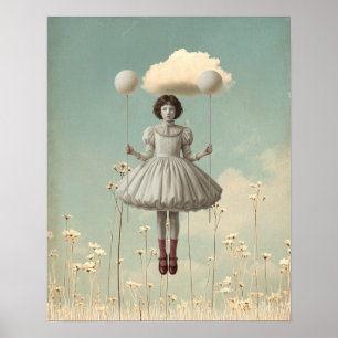 Het meisje & haar wolk Surrealistische prentenbo Poster