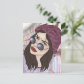 Het meisje in de bibliotheek briefkaart (Staand voorkant)