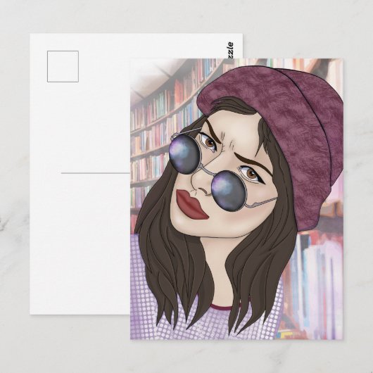 Het meisje in de bibliotheek briefkaart (Voorkant / Achterkant)