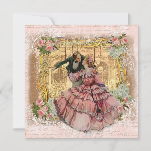 Het meisje in de roze gerimpelde jurk kaart (Voorkant)