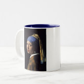 Het meisje met de parel dat Vermeer verdient Tweekleurige Koffiemok (Voorkant links)