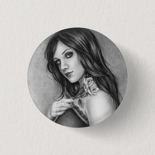 Het meisje met de roos Button (Voorkant)