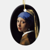 Het meisje met een parel dat Johannes Vermeer verd Keramisch Ornament (Achterkant)