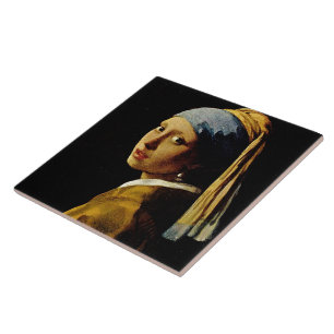 Het meisje met een Turban/Meisje met de parel Tegeltje
