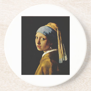 Het meisje met een Turban/Meisje met de parel Zandsteen Onderzetter