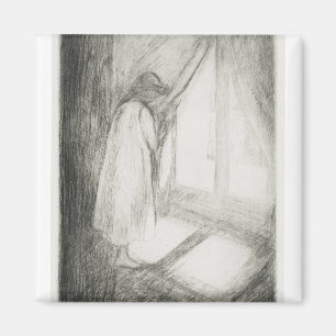 Het meisje op het raam 1894 van Edvard Munch Magneet