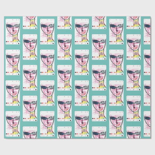 Het meisje - Retro Green Cadeaupapier (Vlak)