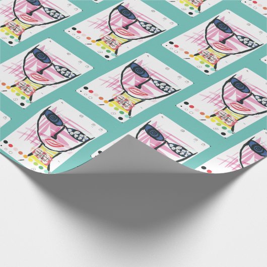 Het meisje - Retro Green Cadeaupapier (Hoek)