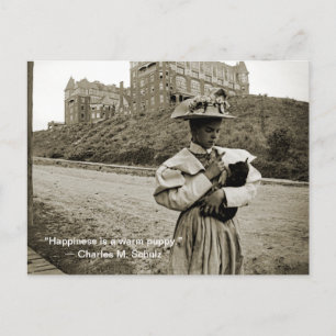 Het  meisje van 1890 met PUppy Dog! Citaat Briefkaart